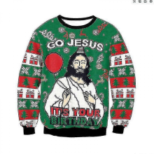 (2xl) Jesus-Pullover, grün, 3D-Druck, Weihnachts-Party-Shirt für Erwachsene (S-XXL) F1201