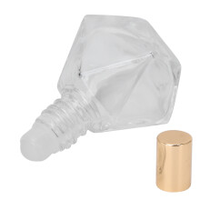 Refillable 8ml Glass Roll-On Perfume Bottle with Gold Cover & Beads