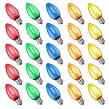 25PCS Party Decor Colored Plastic LED Bulbs Shatterproof Multicolor Candle  Light Bulb for Holiday Roofline Garden