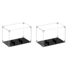 2X Fußball-Vitrine, Acryl-Fußballhalter mit Deckel und Schwarzem Boden, Durchsichtige Fußballboxen mit Ballhalter