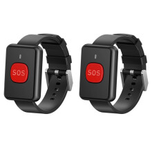 2X 433.92MHz Montre-Bracelet Appel Transmetteur RF RC Montre Bouton D'Appel Bouton D'Urgence SOS Sans Fil pour Personnes Âgées Noir