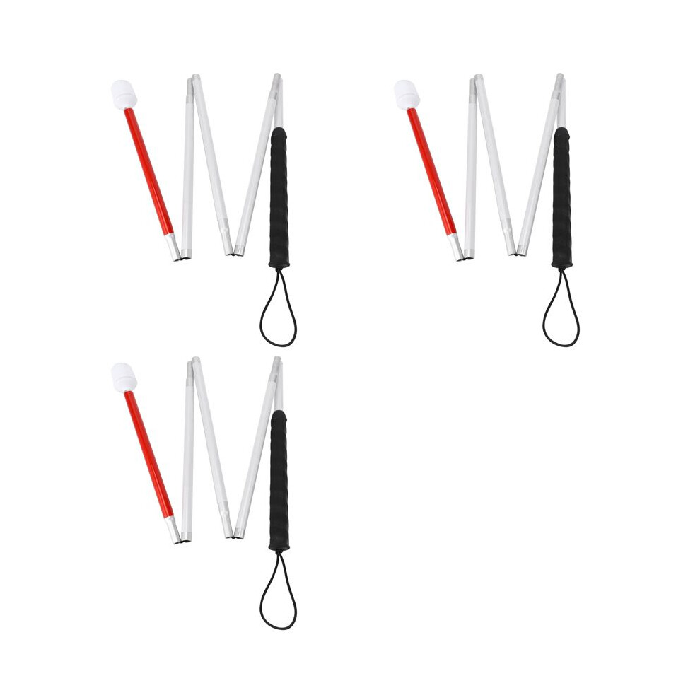 White 3X Aluminum Folding Cane 4-Sec Folding Cane With Rolling Tip For Blind Walking Stick