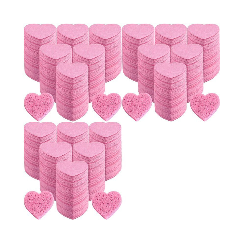 300 Count Compressed Facial Sponges Heart Shape Face Sponges for Cleansing Natural Facial Cleansing Sponges Pads