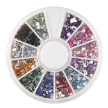 300pcs 2mm 12 Colors Glitter Heart Nail Art UV Acrylic Tips Rhinestones Wheel