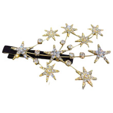Pince à cheveux en forme d'étoile ornée de zirconiums cubiques dorés, accessoire de coiffure luxueux en forme d'étoile avec détails en strass,