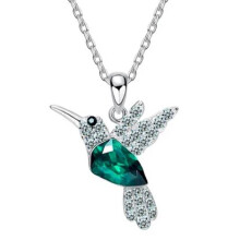 Kolibri-kaulakoru kirkkaanvihreillä yksityiskohdilla, hypoallergeeninen kolibririipus herkälle iholle, ilon symboli, eläinkoru, lahja
