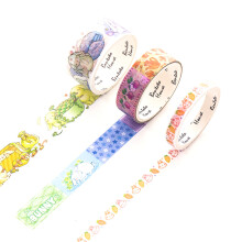 Fitas adesivas decorativas DIY com diversos desenhos florais, rolos de papel autoadesivo Washi com ilustrações fofas de animais, materiais