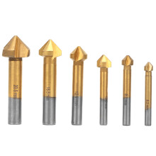 Juego de brocas avellanadoras de chaflán de acero de alta velocidad con cinco ranuras para carpintería, vástago hexagonal, corte rápido, uso en