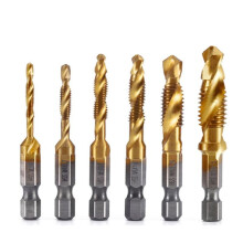 6Pcs M3 M 4 M5 M6 M8 M10 Hex Shank Titanium Plated HSS Screw Thread Metric Tap Drill Bits Screw Machine Compound Tap