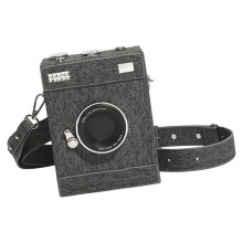 Kompakte Umhängetasche Retro-Kamera-Box-Tasche Shell-Grau