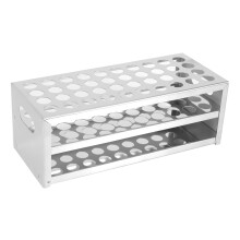 Suporte para tubos de ensaio em aço inoxidável com design de dupla camada, grande capacidade, com orifícios de tamanho preciso, resistente à