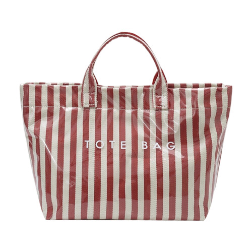 Moderne Shopper-Tasche im Farbblock-Design, transparente-Rot