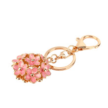 Sweet Love Heart Keychain, Rose Flower Crystal Cute Bag Charm for Women, Flowers Ball Keychain with Shiny Rhinestone Pendant, Durable