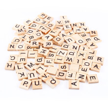 Drewniane puzzle z literami do gry Scrabble, alfabet i cyfry do rękodzieła, tworzenia biżuterii, wczesna edukacja, wyraźne litery sitodrukowe,