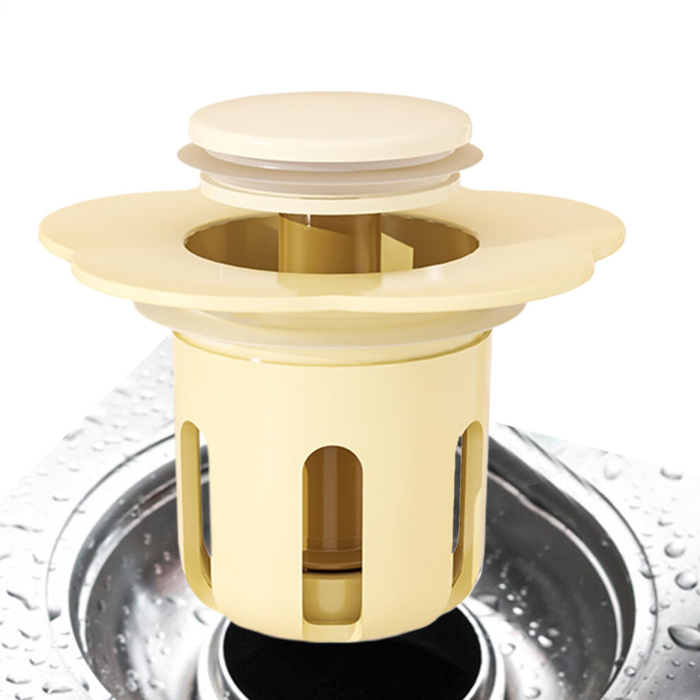 Sink Drain Strainer And Kitchen Sink Stopper, Silicone Anticlogging Flower Shape, Abs Durable, Yellow 9199774204507