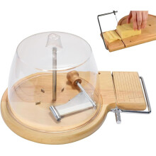 Adjustable Cheese Curler and Slicer for Hard Cheese and Chocolate with Lid and Wooden Base