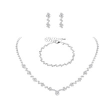 Conjunto de joyas nupciales de cristal con bolso de mano, pendientes colgantes en forma de lágrima, conjunto de joyas de boda brillantes con acabado