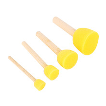 Round Sponge Brushes for Art and Craft Project, Wood Handle Soft Sponge Easy to Clean Up Reusable Water Washing Creative Painting Tools Assorted Size