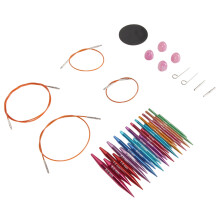 Set of Circular Knitting Needles, 3 to 8mm Interchangeable Design Lightweight Aluminium Storage Bag Included, Oxidized Aluminium Smooth Surface