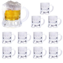 Mini Beer Mug Shot Glasses 1 oz Plastic Reusable Tasting Cups with Handles for Party BBQ Wedding 12pcs
