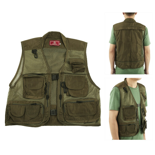 MultiPocket Breathable Fishing Vest XL, Adjustable, Nylon Polyester