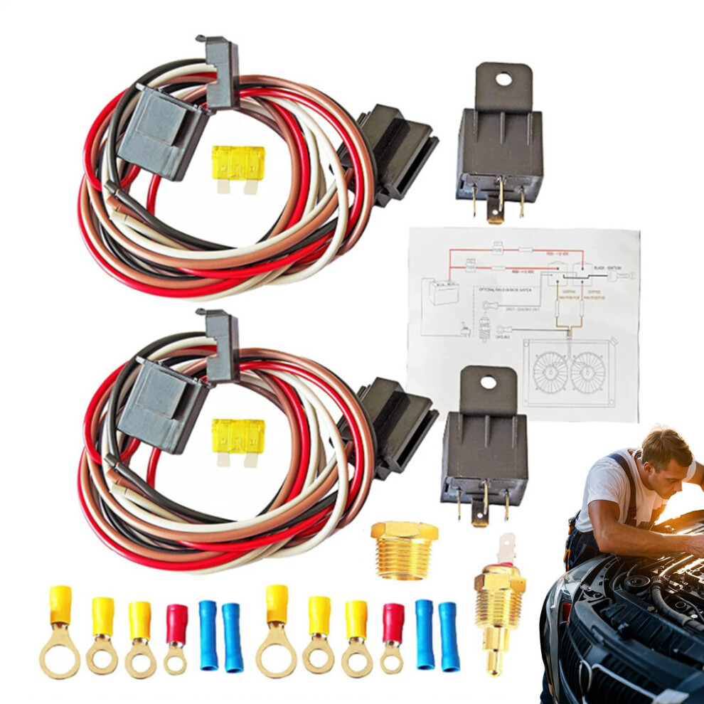 Cooling Fan Relay Kit 12V Radiator Fan Relay Switch With Dual Fan Control And Waterproof Housing 9382693550347