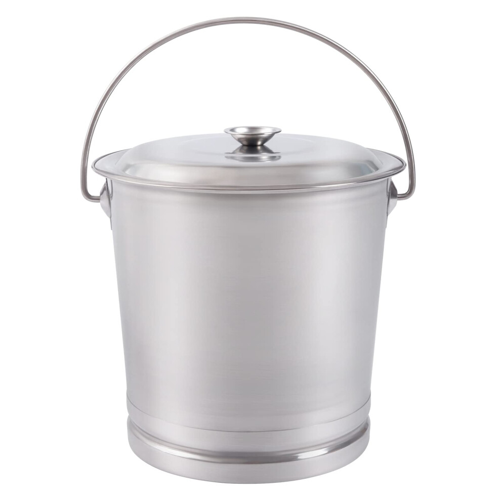 8L Stainless Steel Milk Bucket With Lid, Large Capacity Multipurpose Pail For Liquids And Food 9164114226181
