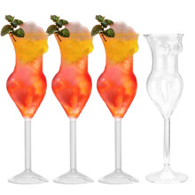 Novelty Wine Glasses 4 Pcs 7 Oz BodyShaped Female Figure Whiskey Glass Clear Glass Champagne Goblet Bar Decor