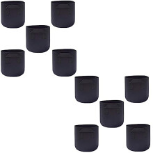 10PCS Potato Grow Bags with Flap Large Capacity Breathable Fabric Vegetable Planting Bags Black 20x20cm