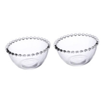 Glass Salad and Dessert Bowls 2Piece Set, Medium, Transparent Glass, MultiUse Bowls For Fruits And Ice Cream