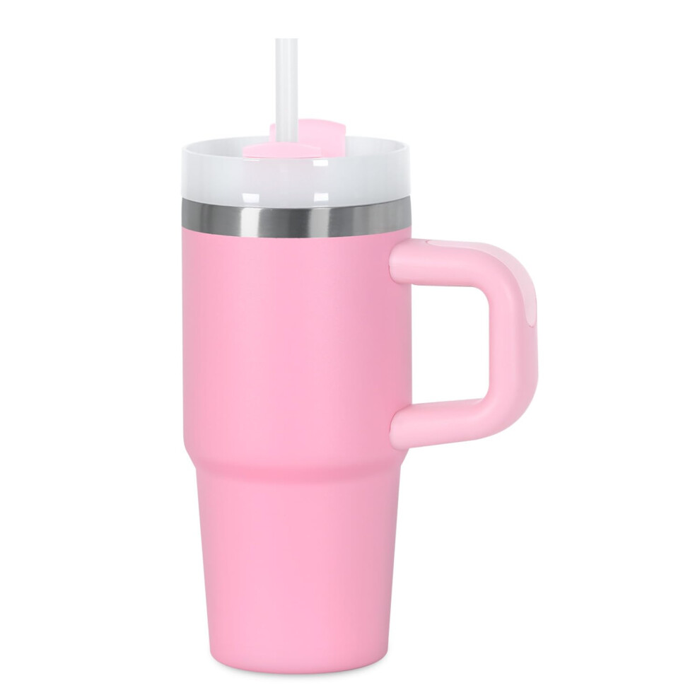 14 Oz Stainless Steel Kids Tumbler With Handle And Straw, Vacuum Insulated, Gift Cup Pink