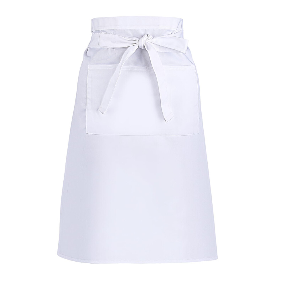 White Chef Half Waist Apron With Two Pockets For Restaurant Cafe Bistro Kitchen Cooking 9164114226648