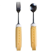 Adaptive Eating Utensils with Adjustable Silicone Strap, 360 Rotating Fork and Spoon for Tremors and Arthritis
