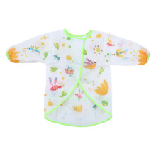 Waterproof Bib for Baby Feeding, Long Sleeve Bibs with Deep Catch-All Pouch Elasticized Cuffs Adjustable Fit, Reusable Infant Bib BPA-Free Material