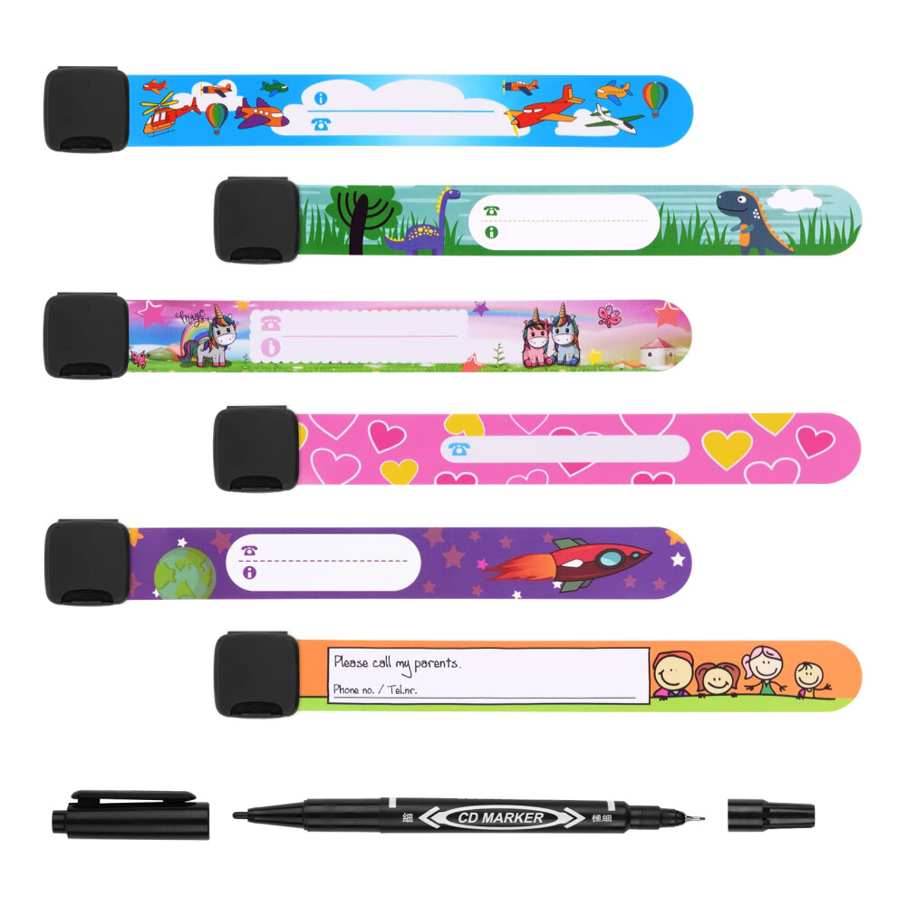 Vicloon 6 Pcs Child Safety Id Wristband, Kids Id Bracelet With Non Fading Pen For 76005688