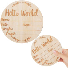 1 PC Wooden Baby Announcement 5.9 Inch Round Doubl