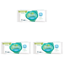 Pampers Harmonie Aqua Baby Wipes Plastic Free 3 Pack