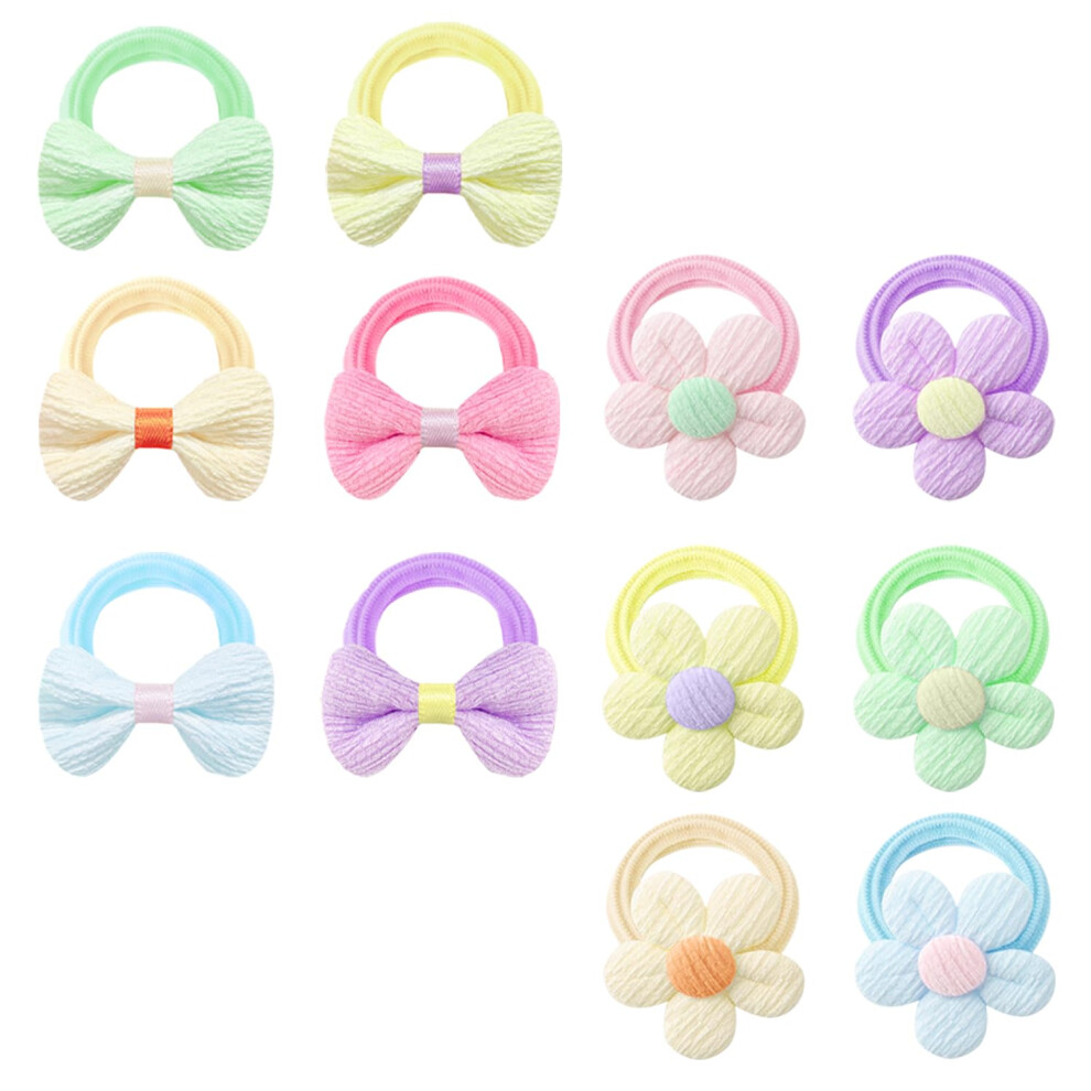 12Pcs Soft Hair Bobbles For Baby Girls - Bow & Flower Hair Ties, Kids Hair Bands 35109181
