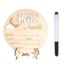 Personalised Wooden Baby Name Sign - Handheld Nursery Decor & Newborn Photo Prop - Perfect Birth Announcement, Christening Gift, Baby Shower Keepsake