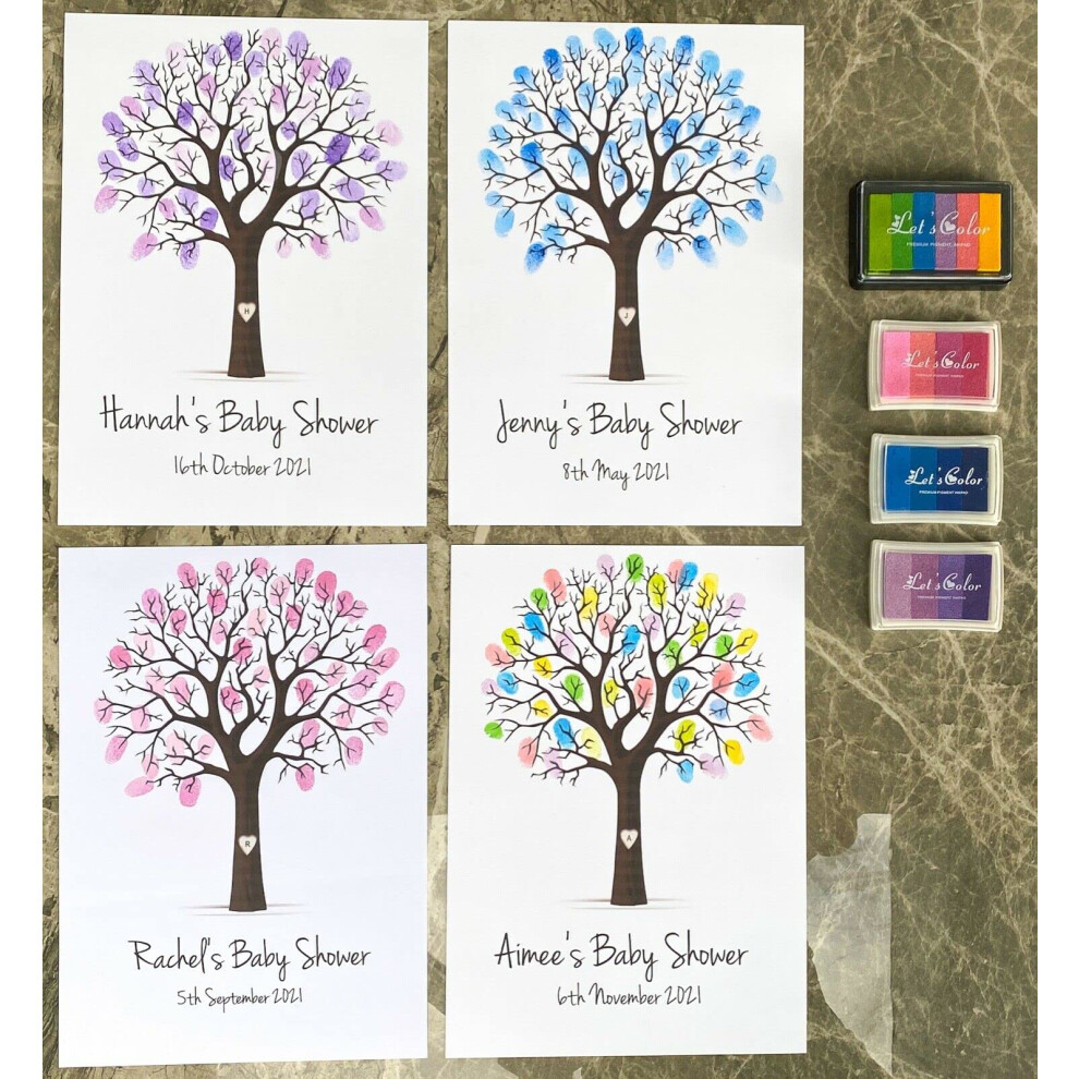 My Pretty Little Gifts Personalised Baby Shower Fingerprint Tree Guest Book Game Decoration
