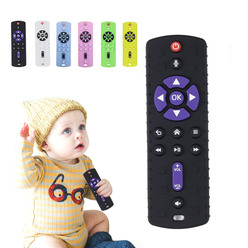 Tklake Teething Relief Teethers Toys For Babies 3-6 12 Months Gifts Baby Teether Relief Remote Control Baby Toys For Infant Toddlers Boys Girls(Black)