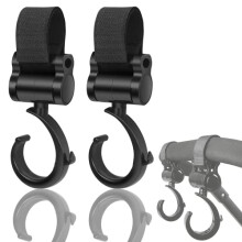 2 Pack Stroller Hooks, Multi Purpose Pram Hooks ,Pushchair Hooks,Mommy Bag Hooks (Black Hook)