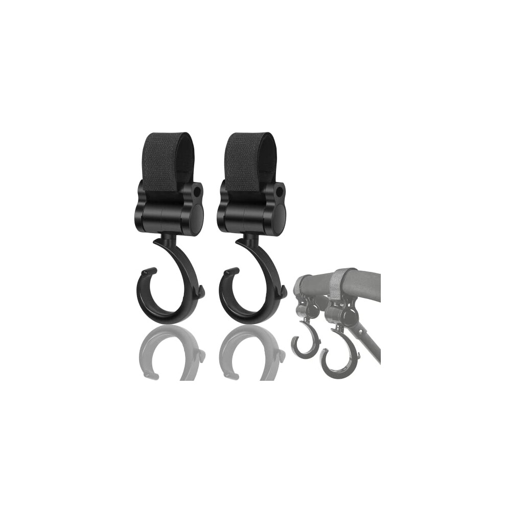 Halouleni 2 Pack Stroller Hooks， Multi Purpose Pram Hooks ，Pushchair Hooks，Mommy Bag Hooks (Black Hook)