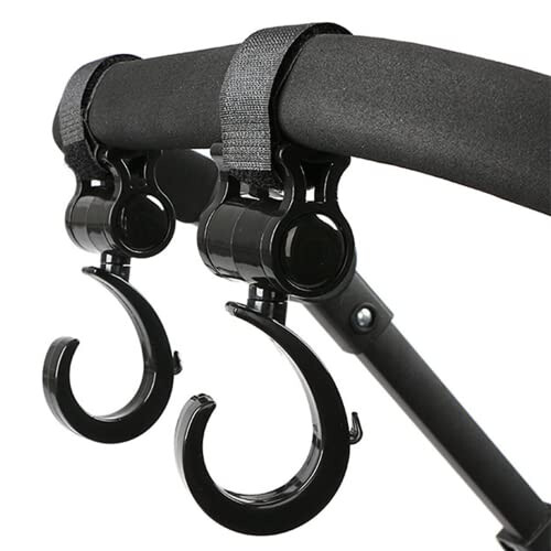2 Pack Stroller Hooks， Multi Purpose Pram Hooks ，Pushchair Hooks，Mommy Bag Hooks (Black Hook) 2
