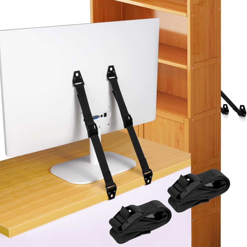 Tv And Furniture Anti Tip Straps, 2 Pcs Metal Heavy Duty Tv Straps Child Safety Furniture Straps, Adjustable Safety Furniture Wall Anchors For Hotut