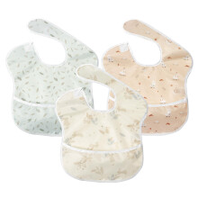 Little Dimsum 3 pack Baby Waterproof Bib Easy to Clean Feeding Weaning Bibs