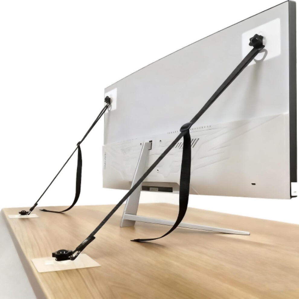 Zovator 2 Pcs Black Adjustable Tv Safety Straps,No-Drill Adhesive Anti-Tip Furniture Anchors