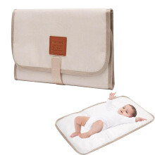 Portable Baby Changing Mat - Waterproof, Foldable, and Machine Washable for Easy Travel and Home Use (Ivory)