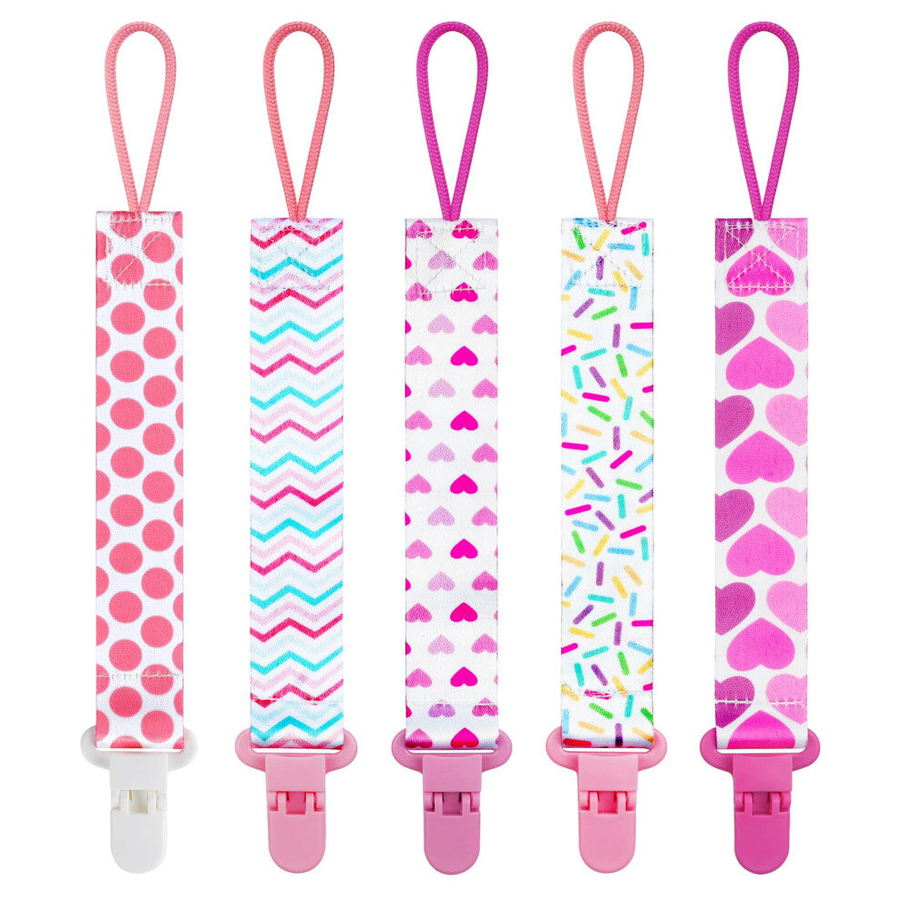 5Pcs Pacifier Chain, Dummy Clip, Pacifier Holders Set With Plastic Clasp, Teething Toys, Fit All Dummies & Soothers & Teething Toys Aolso