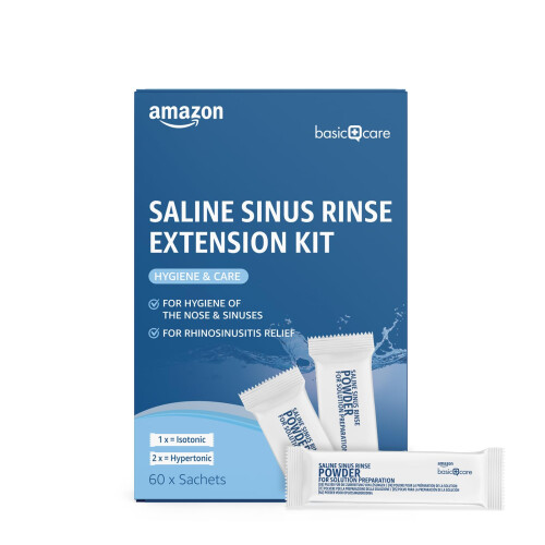 Amazon Amazon Basic Care Saline Sinus Rinse Extension Kit, 60 Count (Pack of 1)
